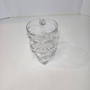 Luminarc Skull Glass Mug Clear Gothic Pirate Halloween Heavy Glass Beer Stein
